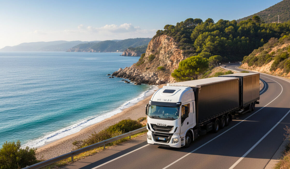 camion autoroute plage